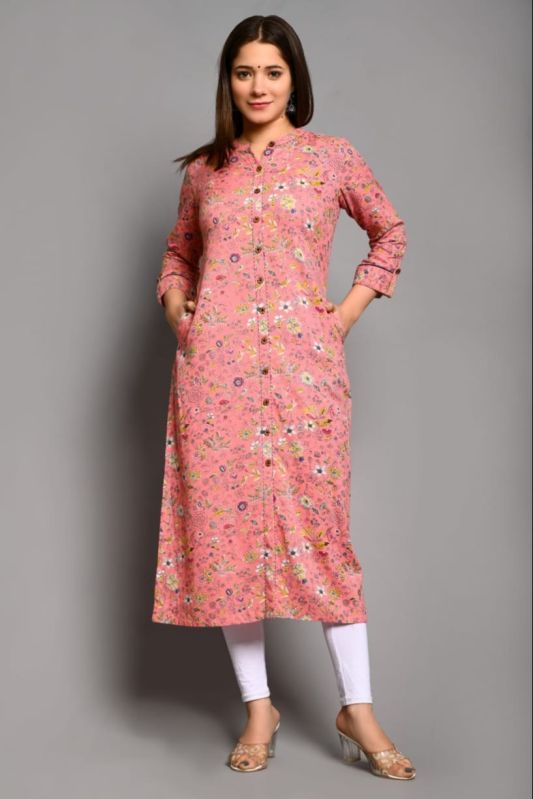 Ladies Printed Cotton Kurti, Stitch Type : Stitched