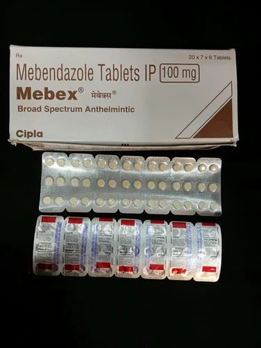 Mebex Mebendazole 100mg Tablet, Packaging Type : Stripe