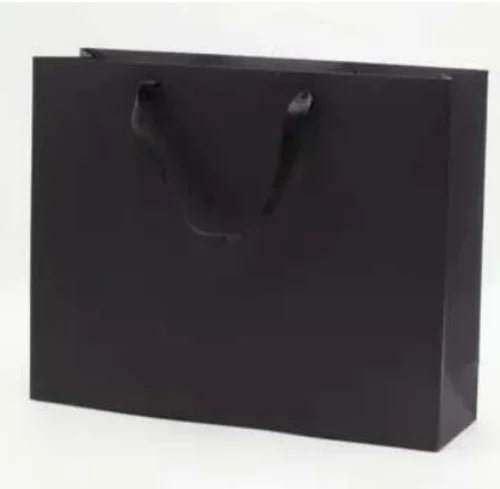 Plain Black Paper Bag for Shopping, Gift Packaging