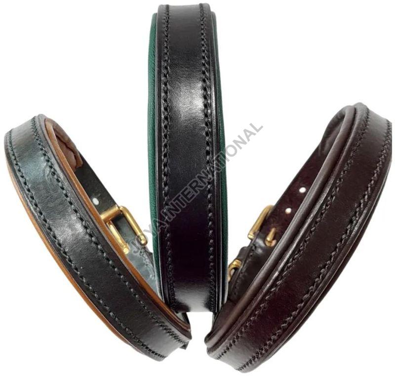 Classic Padded Leather Dog Collar, Buckle Material : Brass