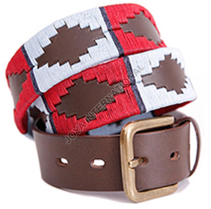 Joya International Leather Polo Belt, Color : Brown, Red