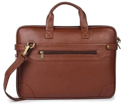 Plain Leather Laptop Shoulder Bag, Color : Brown