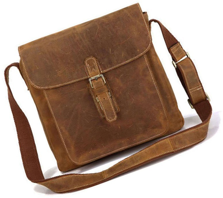 Plain Leather Sling Bag, Closure Type : Buckle