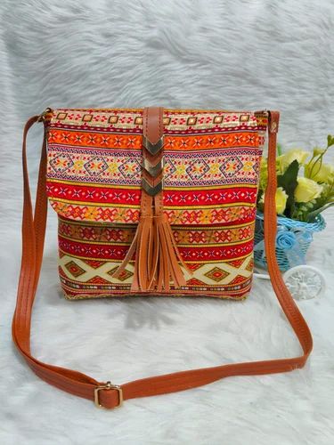 Cotton Multicolor Printed Sling Bag, Strap Type : Adjustable Strap