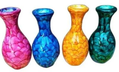 Polished Flowers Pots 8 Inch, Color : Blue, Yellow, Green