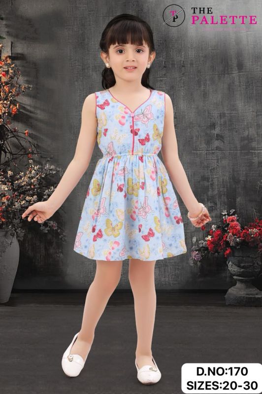 Cotton Girls Butterfly Printed Frock, Age Group : 3-7 Years