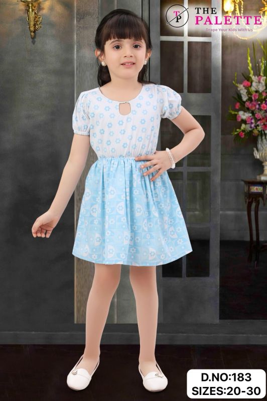 Cotton Girls Printed Casual Frock, Sleeves Type : Short Sleeves