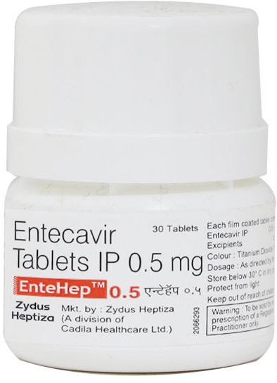 EnteHep 0.5mg Tablets, Packaging Type : Plastic Bottle