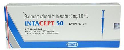 Intacept 50mg Injection for Treats Ankylosing Spondylitis, Rheumatoid Arthritis, Psoriasis, Ulcerative Colitis