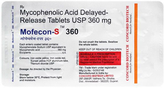 Mofecon-S 360mg Tablets, Packaging Size : 6x10