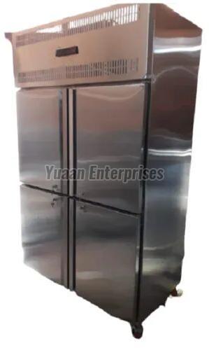 Stainless Steel Four Door Vertical Refrigerator, Shape : Rectangular