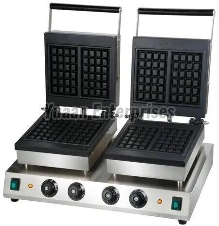 YUAAN Electric Stainless Steel Square Double Waffle Maker, Design Type : Standard