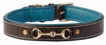 Eco Friendly Genuine Leather Blue Padded Dog Collar