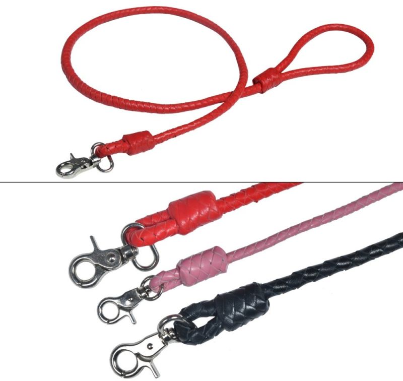 Leather Dog Leashes, Color : Red