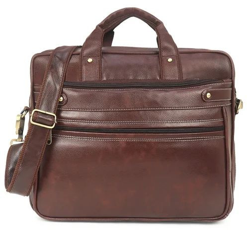 Plain Mens Leather Laptop Bag, Color : Dark Brown