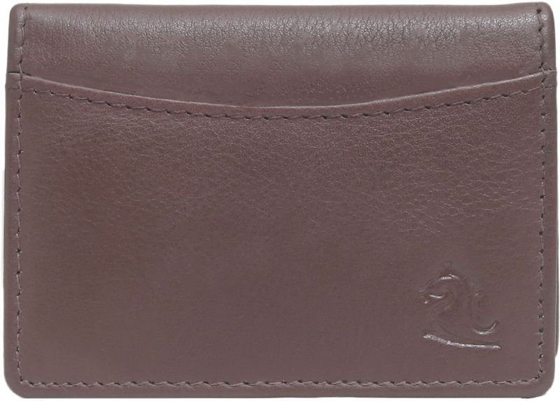 KARA Tan Leather Credit Card Holder -Unisex Pocket Safe ID Bi Fold Card Case Cover For Men and Women