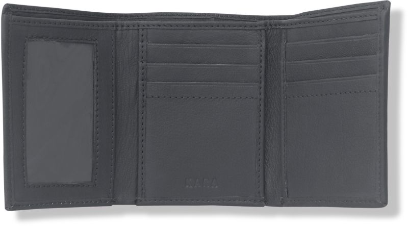 Kara Black Trifold Leather Wallet For Men