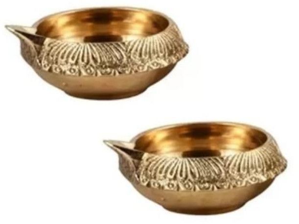 Round Antique Brass Diya