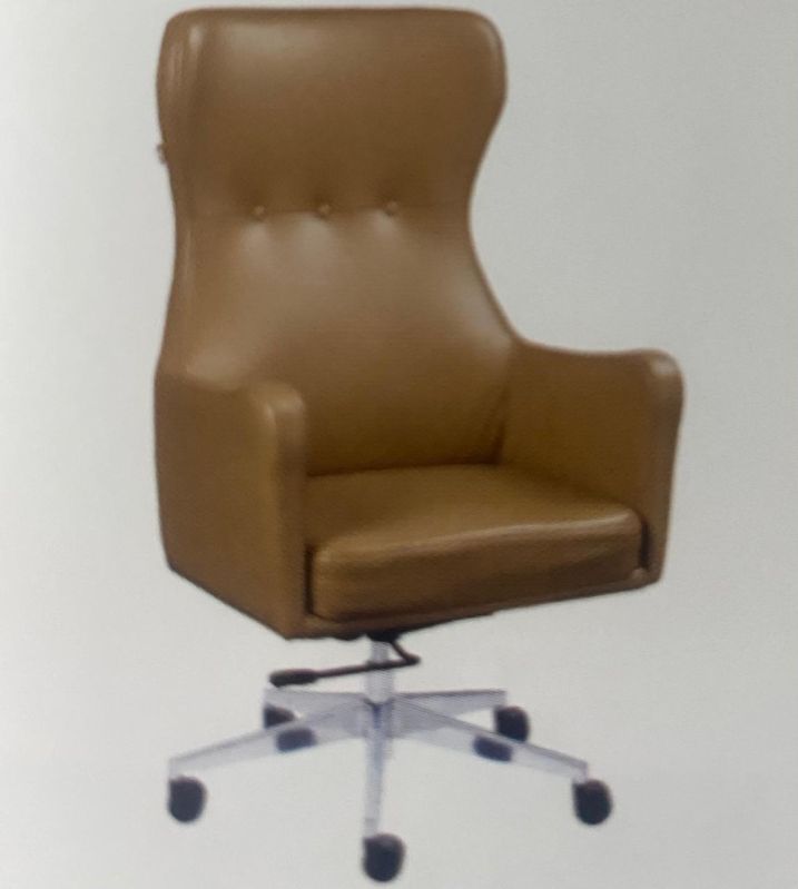 Polished Hemlock Wood designer office chair, Color : Brown