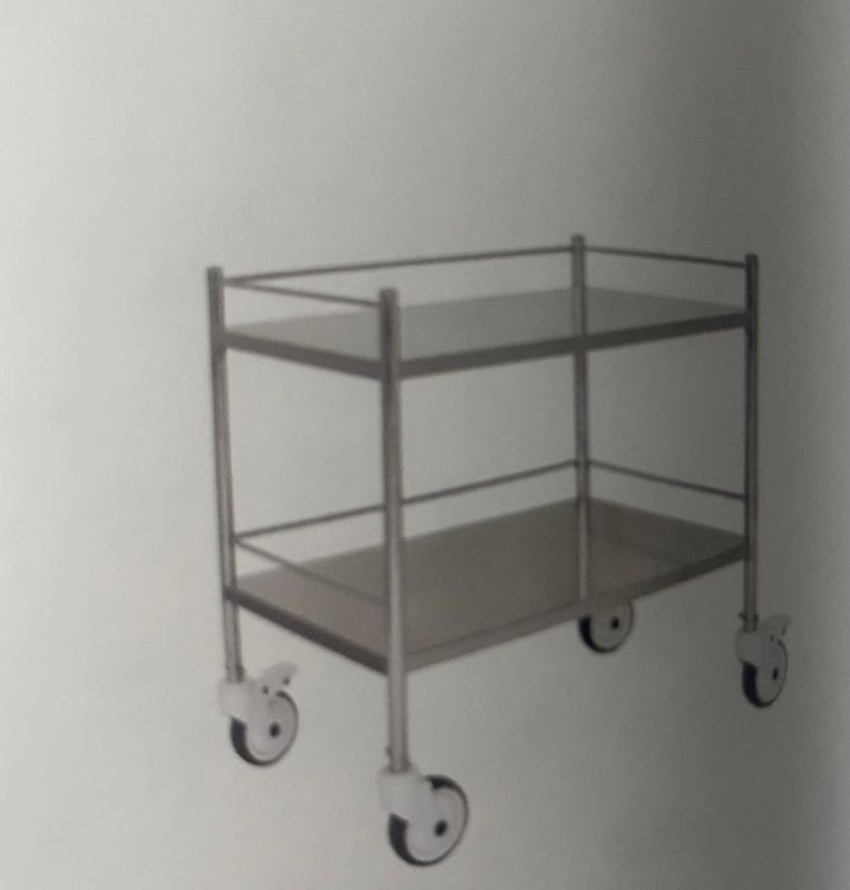 Polished Stainless Steel hospital instrument trolley, Shape : Rectangular