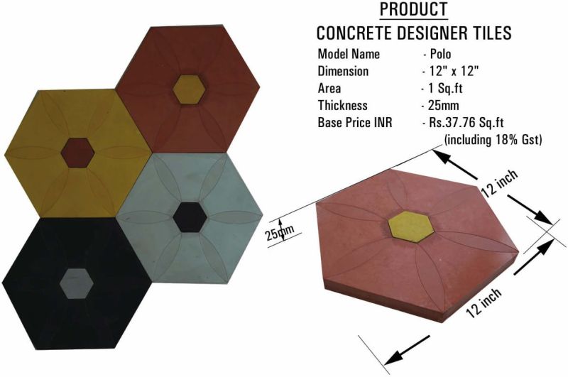 Concrete Designer Tiles - Polo Model