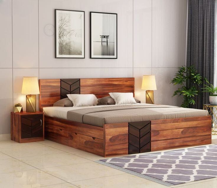 Sheesham Wooden Bed With Box