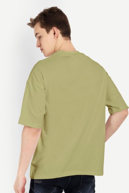 Mens Cotton Plain Oversized Beige T-shirt GSM, Size S/M/L/XL/XXL