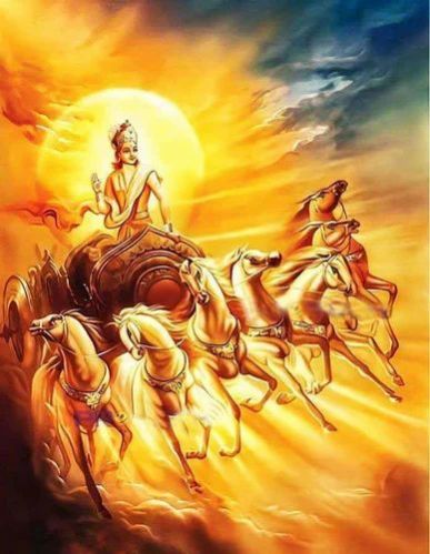 Lord Surya Seven Running Horse Painting For Wall Decor at Rs 1100 in ...