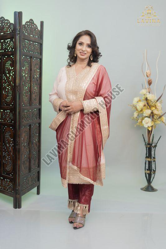 Partywear Kurta Pant Set With Dupatta