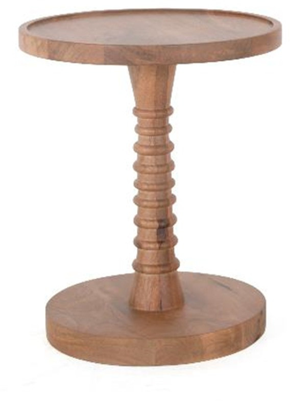 Round Wood Pedestal End Table