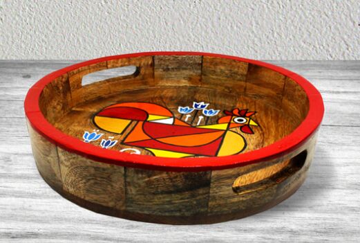 Hand Painted Round Serving Tray