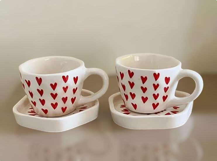 Heart Printed Cups