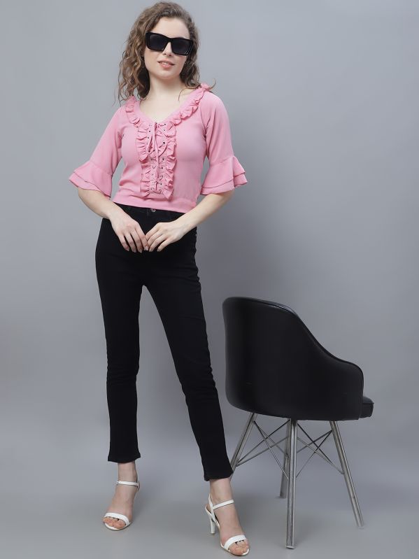 Ladies Pink Round Neck Top