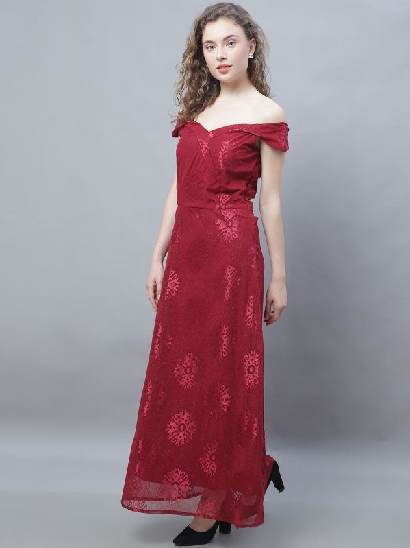 Ladies Georgette Maroon Gown