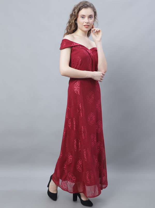 Ladies Georgette Maroon Gown