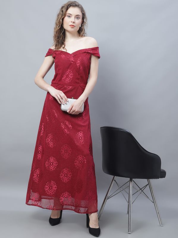 Ladies Georgette Maroon Gown