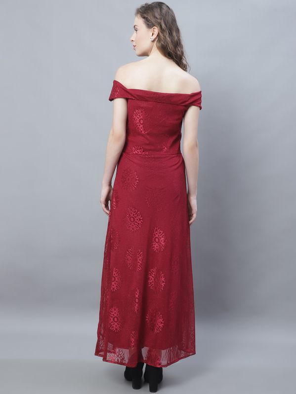 Ladies Georgette Maroon Gown