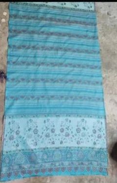 Ladies Light Blue Printed Silk Shawl