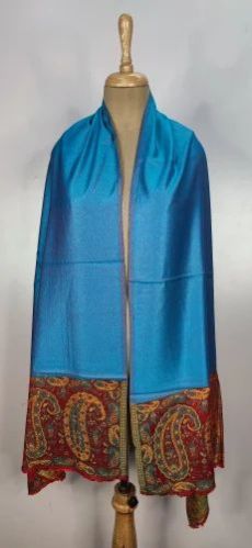 Ladies Teal Blue Printed Modal Shawl