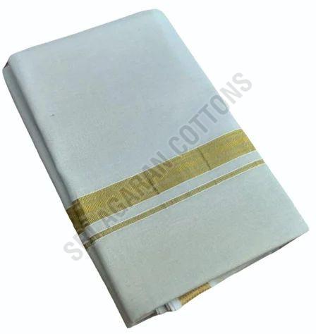 Mens Tissue Golden Border Cotton Dhoti