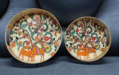 Metal Hand Painted Pichwai Tray Set