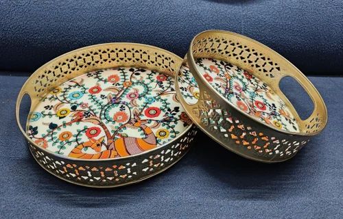 Metal Hand Painted Pichwai Tray Set