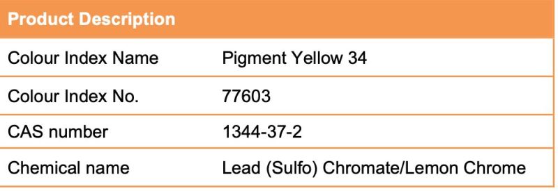 Yellow Pigment Lemon Chrome For Road Marking Paint