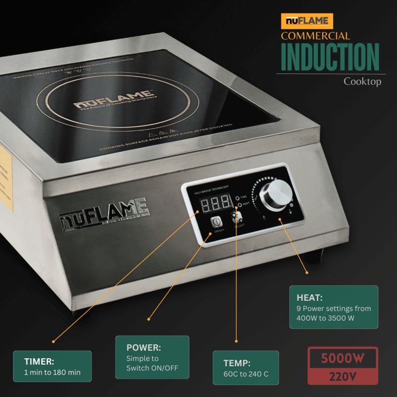 Commercial Induction Cooktop 5000W Flat