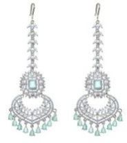 White Rhodium Plated Turquoise Maang Tikka