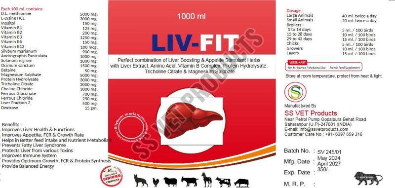 Liv-Fit Veterinary Liver Tonic 1000ml