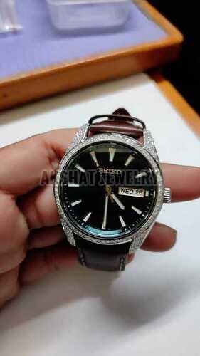 Designer Round Moissanite Diamond Wrist Watch