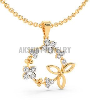 Enchanting Butterfly Circle Diamond Pendant