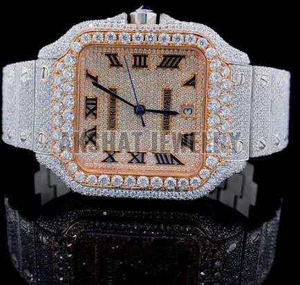 Fully Diamond Designer Studded Moissanite Wrist Watch