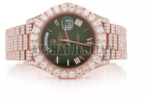 Round Cut Diamond Studded Watch